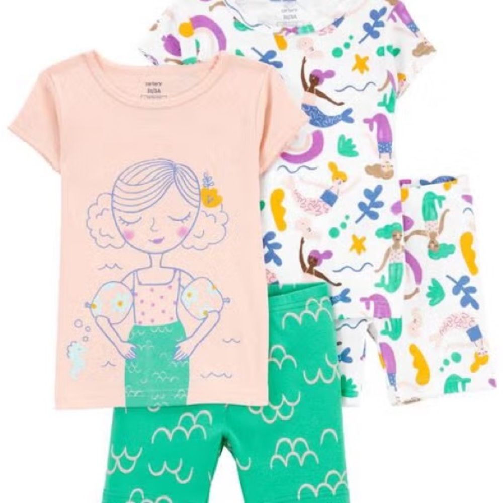 Set of Two Mermaid 100% Snug Fit Cotton Pajamas bundle